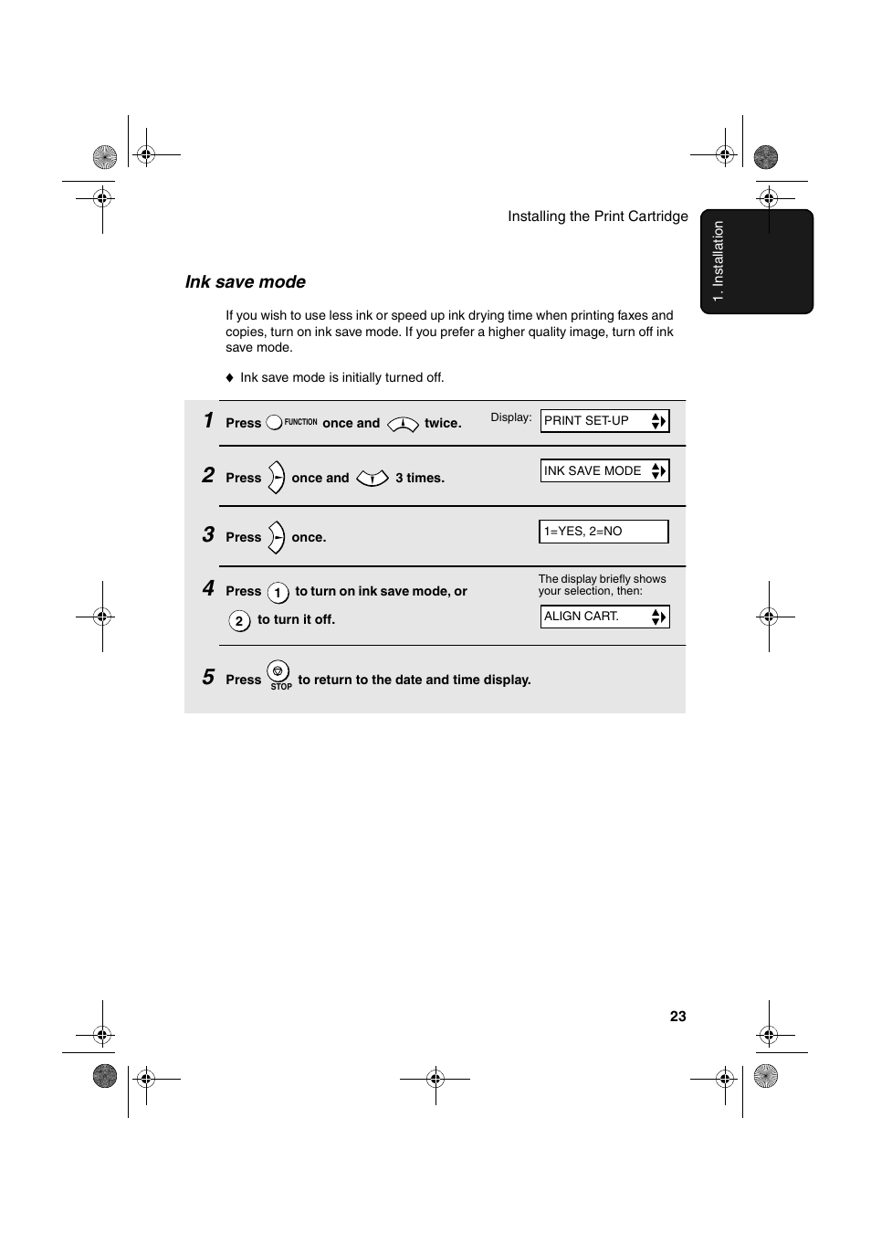 Ink save mode | Sharp UX-B700 User Manual | Page 25 / 122