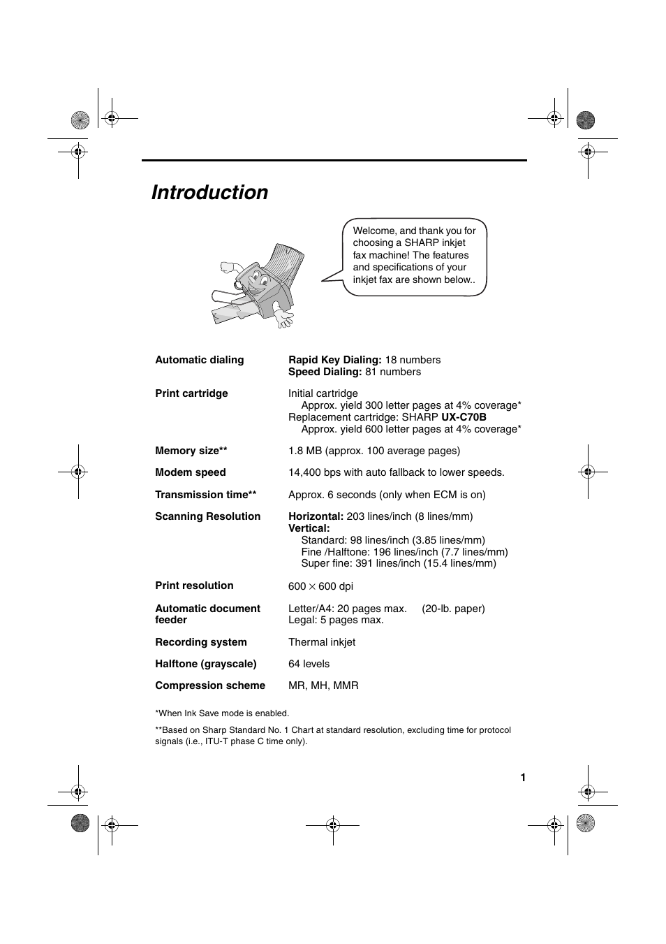 Introduction | Sharp UX-B700 User Manual | Page 3 / 122