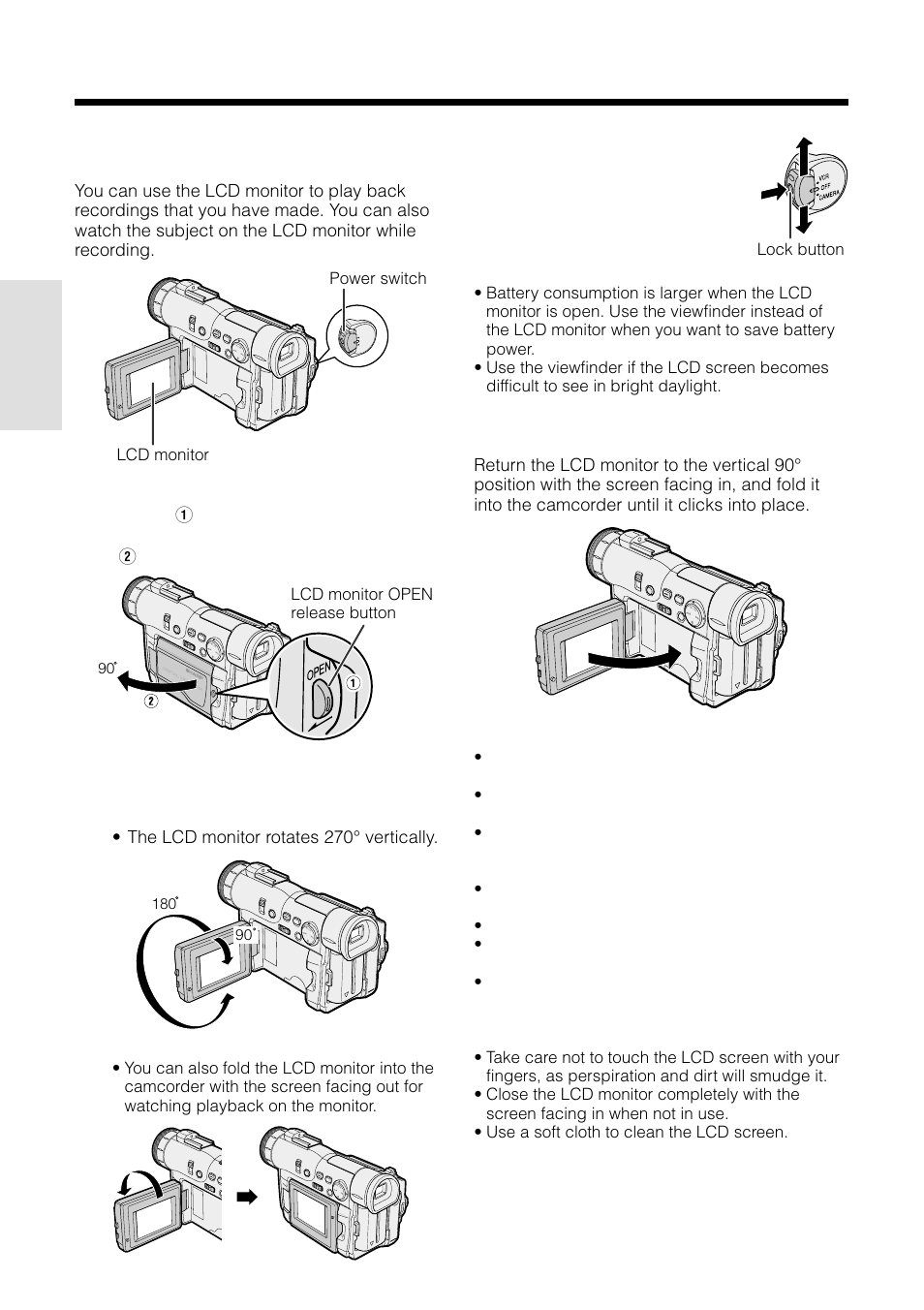 Using the lcd monitor, Preparation | Sharp VL-WD250U User Manual | Page 30 / 92