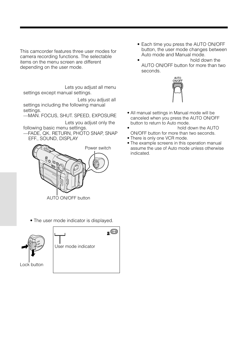 Selecting the user mode, Useful features, User mode | Sharp VL-WD250U User Manual | Page 38 / 92