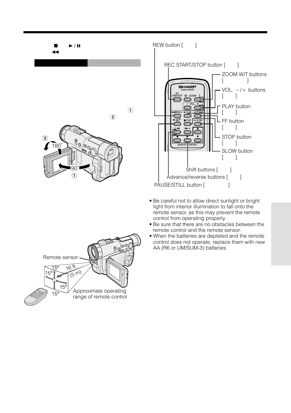 Remo t e on, Operating the remote control | Sharp VL-WD250U User Manual | Page 51 / 92