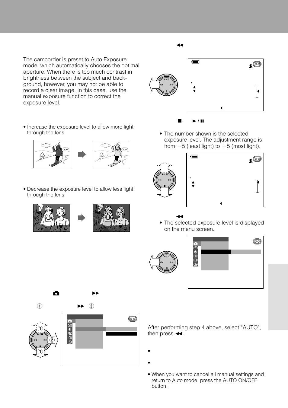 Advanced features, Camera recording manual exposure | Sharp VL-WD250U User Manual | Page 55 / 92