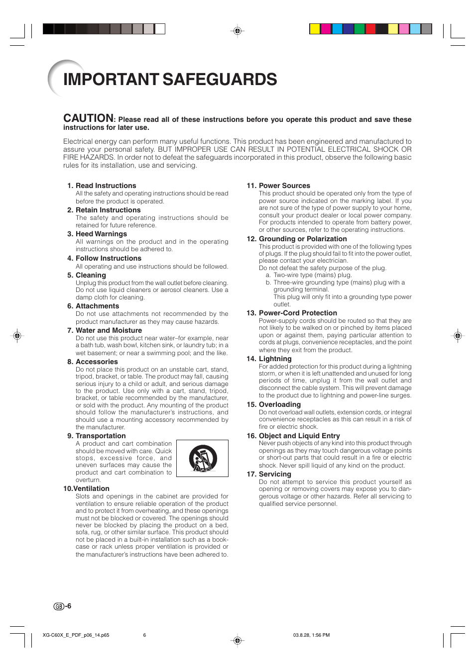 Important safeguards, Caution | Sharp XG-C60X User Manual | Page 10 / 106