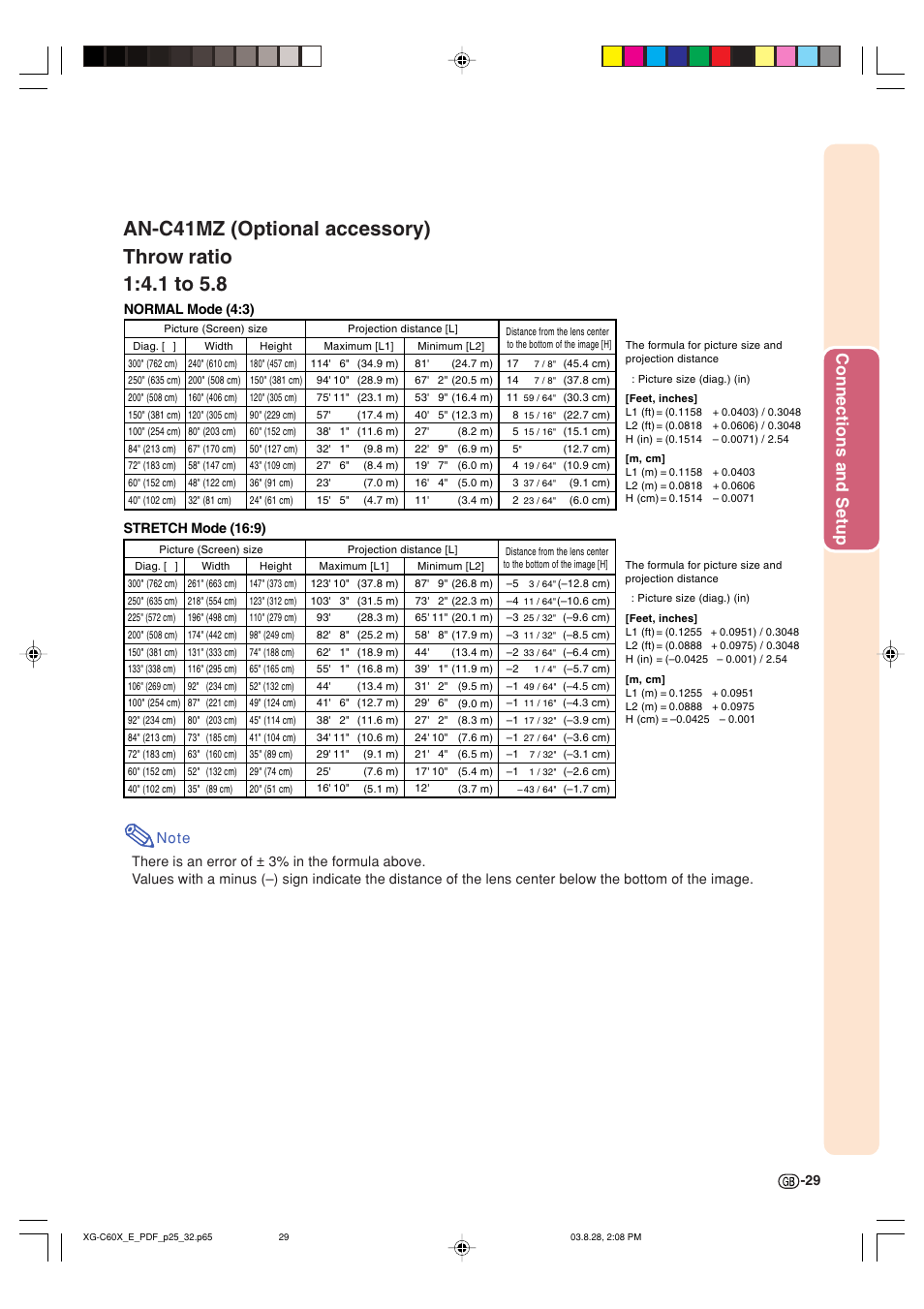 Connections and setup | Sharp XG-C60X User Manual | Page 33 / 106