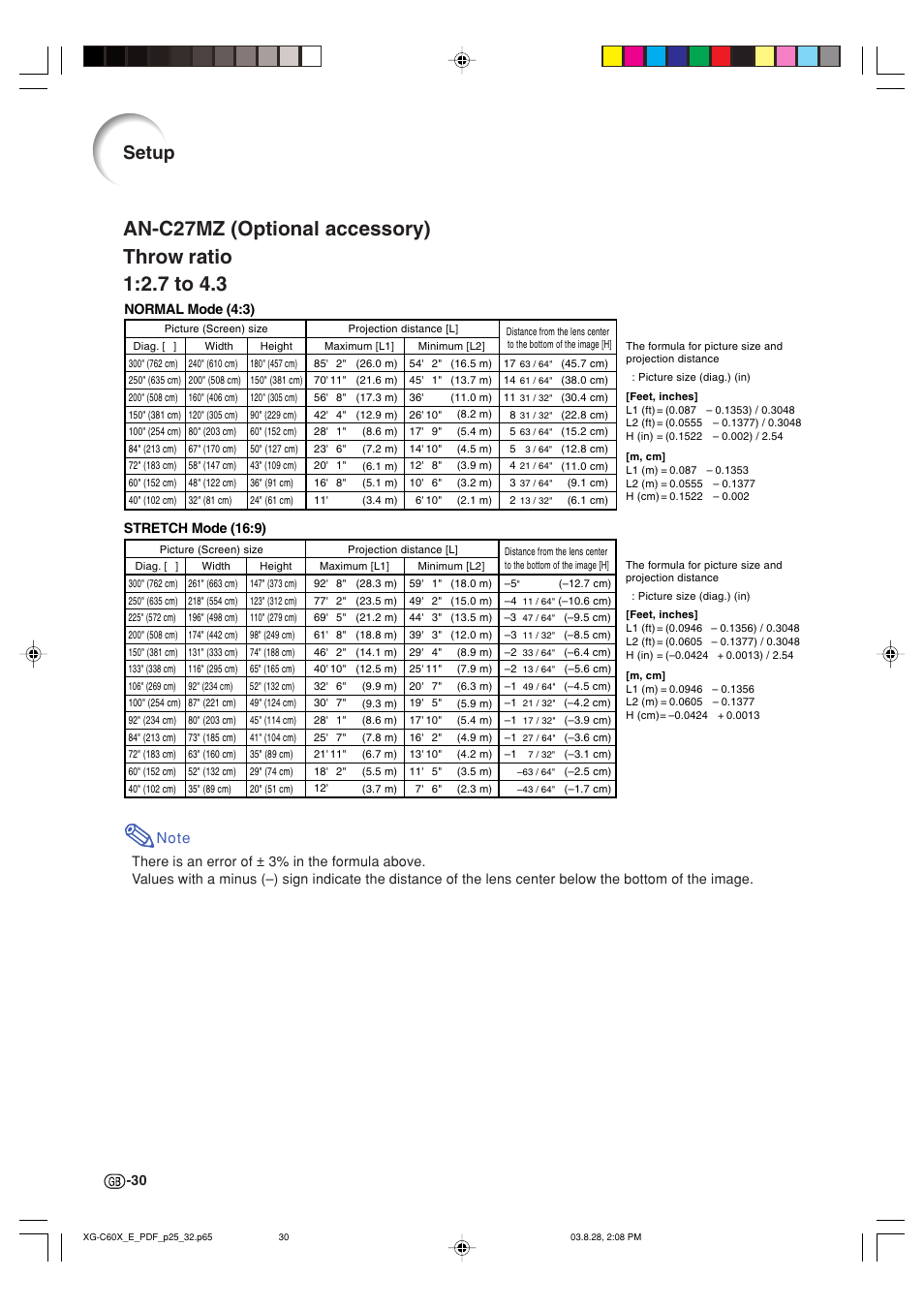 Setup | Sharp XG-C60X User Manual | Page 34 / 106