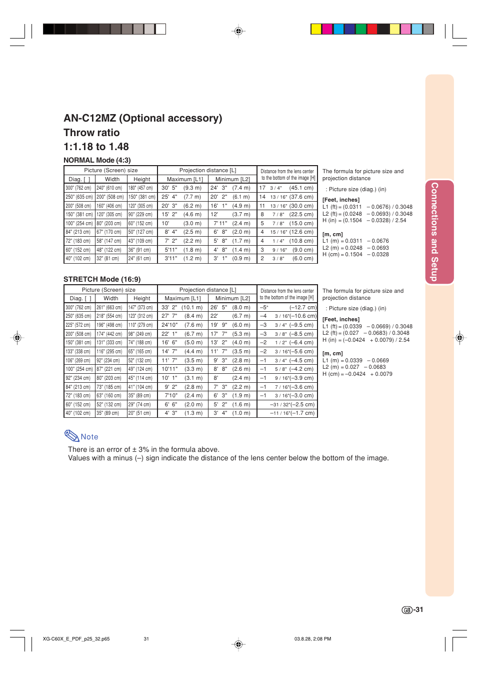 Connections and setup | Sharp XG-C60X User Manual | Page 35 / 106