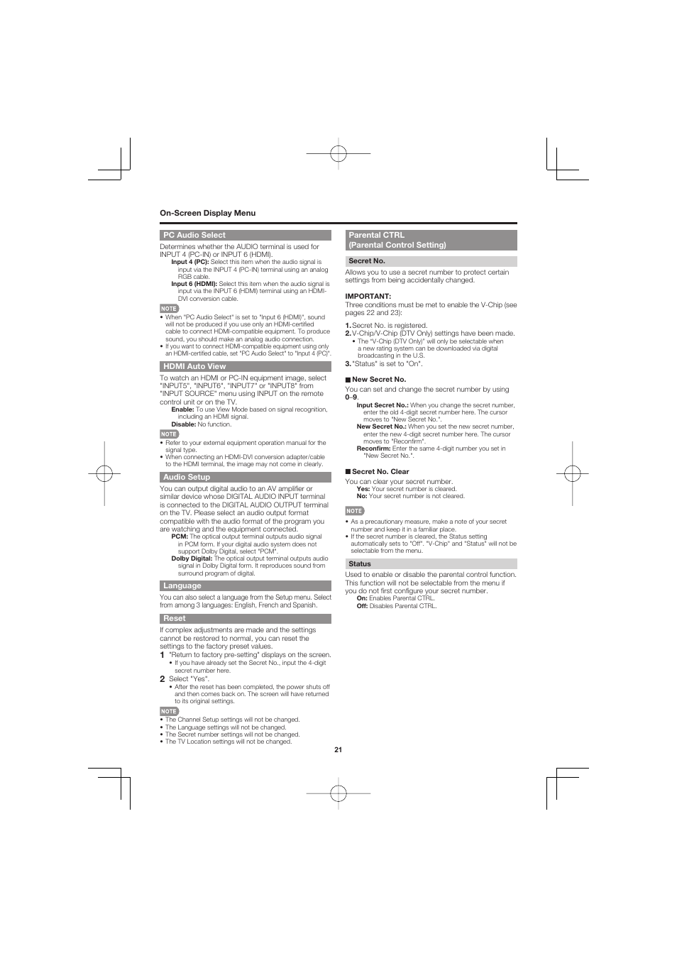 Sharp Aquos LC C4067U User Manual | Page 21 / 32