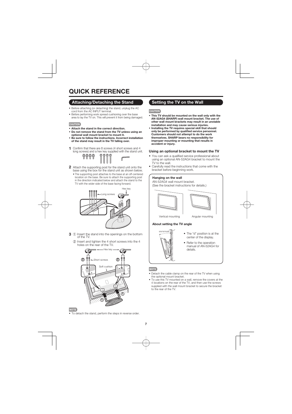 Quick reference | Sharp Aquos LC C4067U User Manual | Page 7 / 32