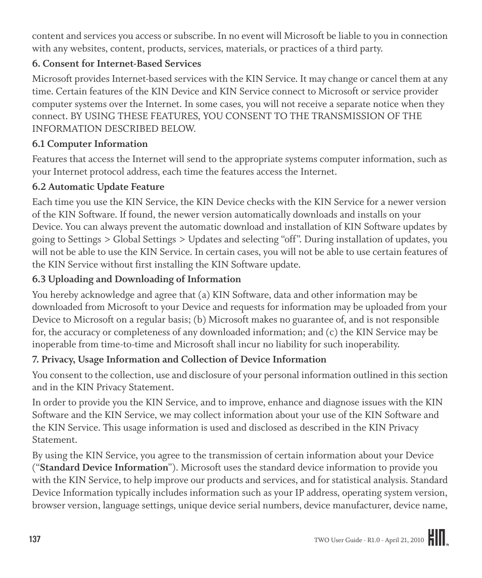 Sharp KIN Two OMPB20ZU User Manual | Page 137 / 156