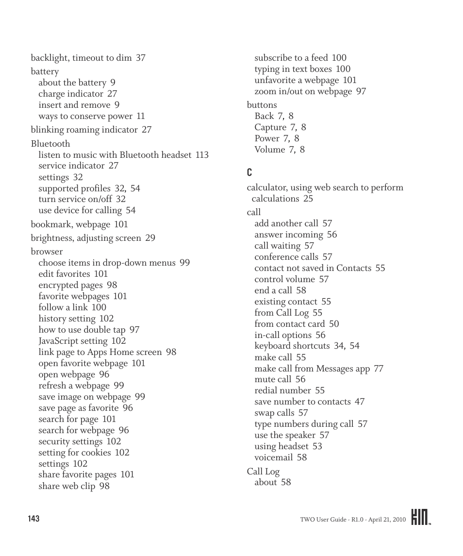 Sharp KIN Two OMPB20ZU User Manual | Page 143 / 156