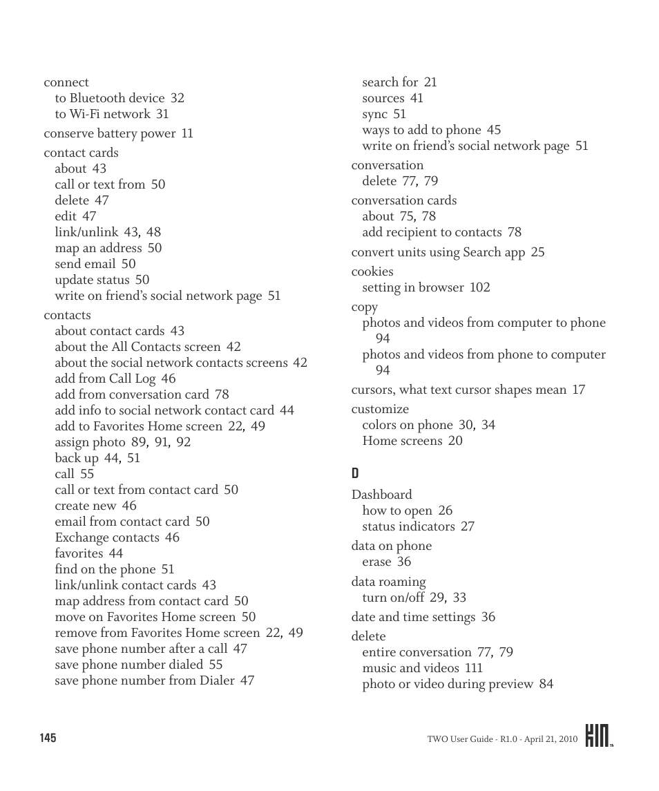 Sharp KIN Two OMPB20ZU User Manual | Page 145 / 156