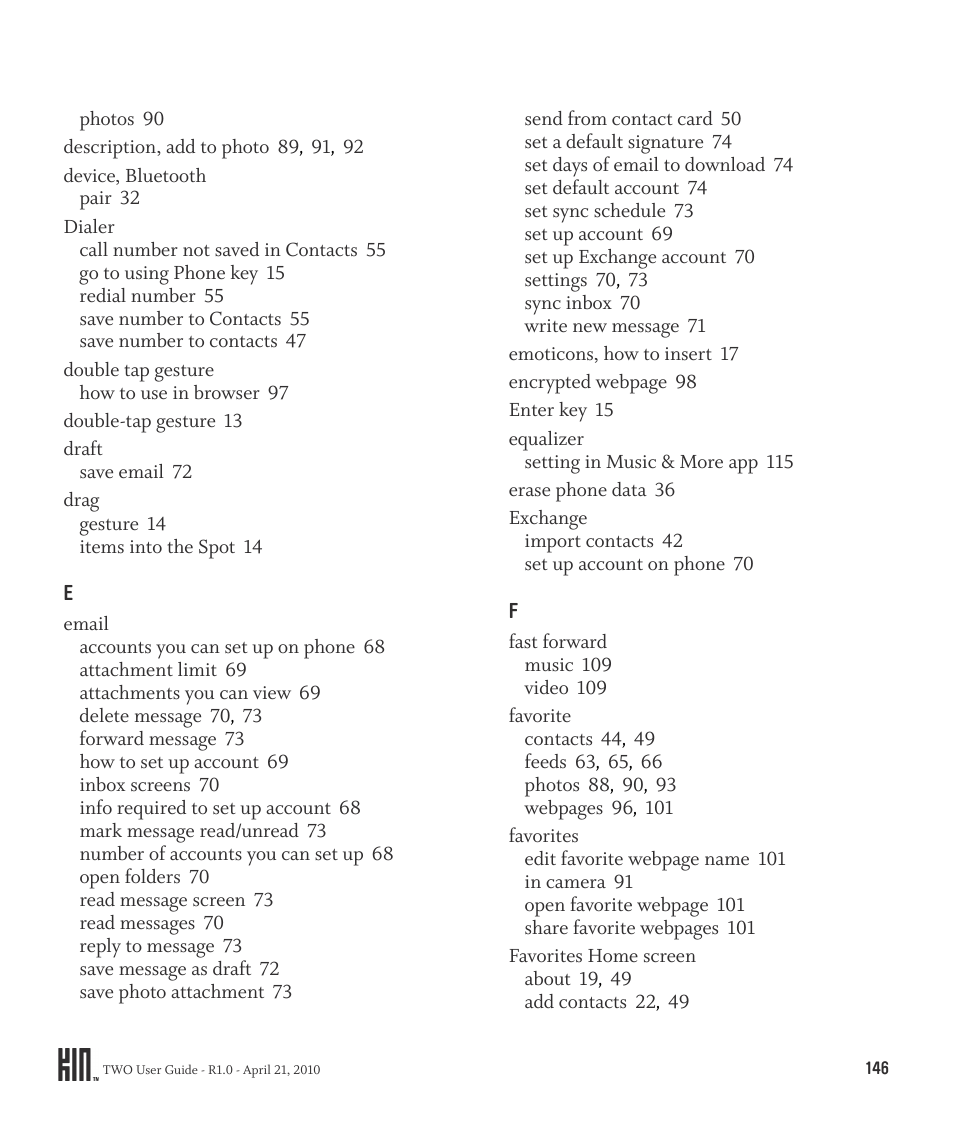 Sharp KIN Two OMPB20ZU User Manual | Page 146 / 156