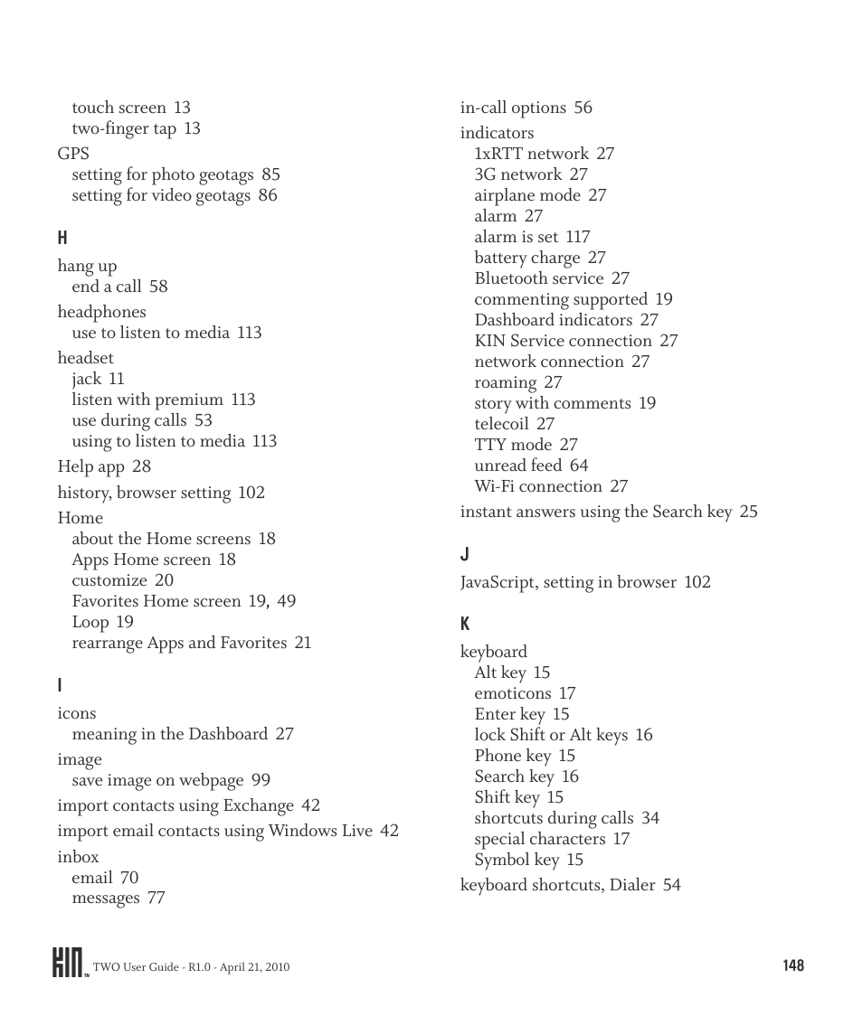 Sharp KIN Two OMPB20ZU User Manual | Page 148 / 156