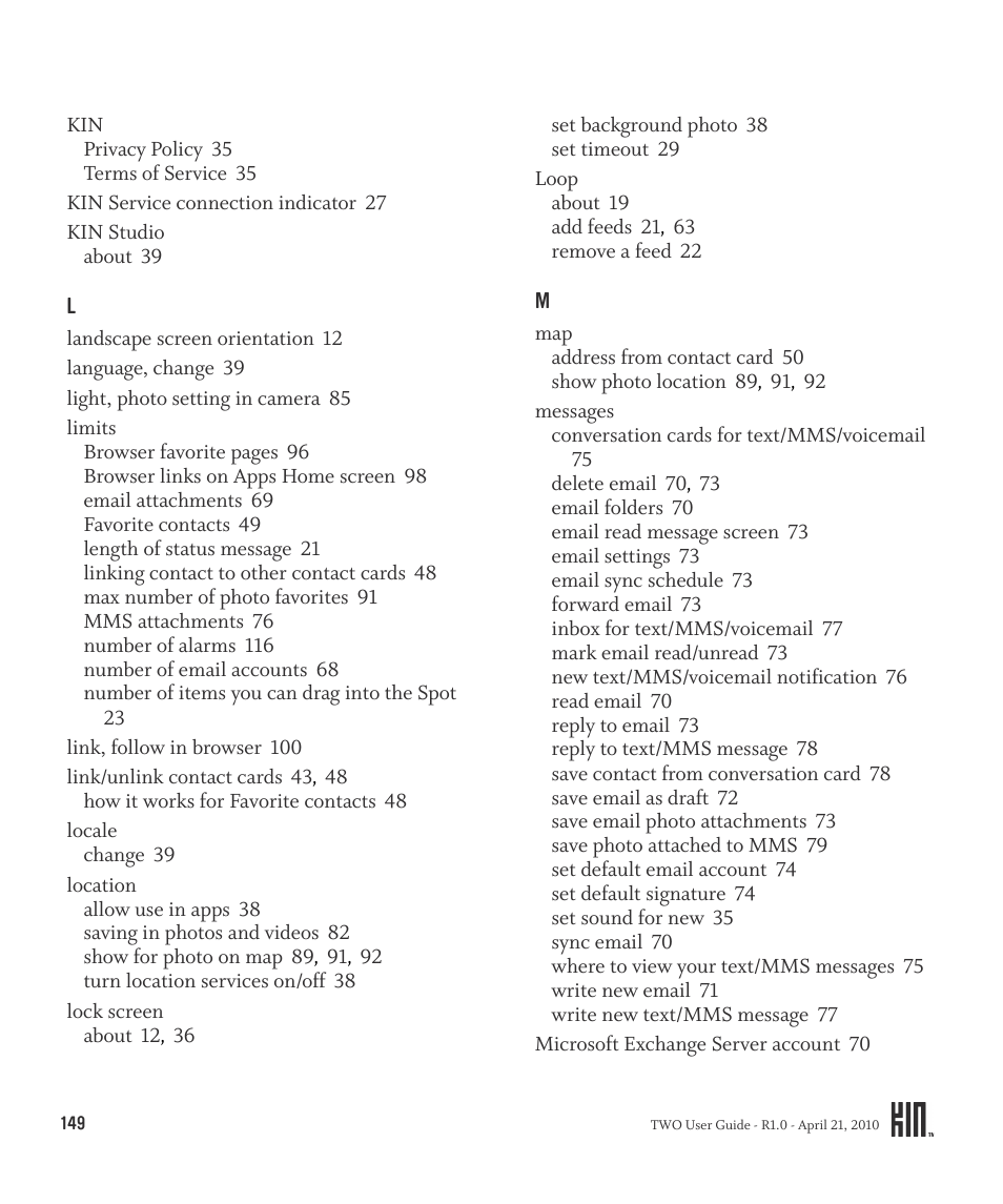 Sharp KIN Two OMPB20ZU User Manual | Page 149 / 156