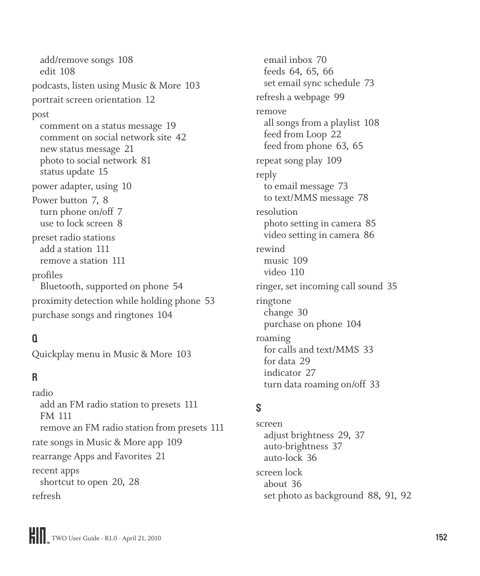 Sharp KIN Two OMPB20ZU User Manual | Page 152 / 156