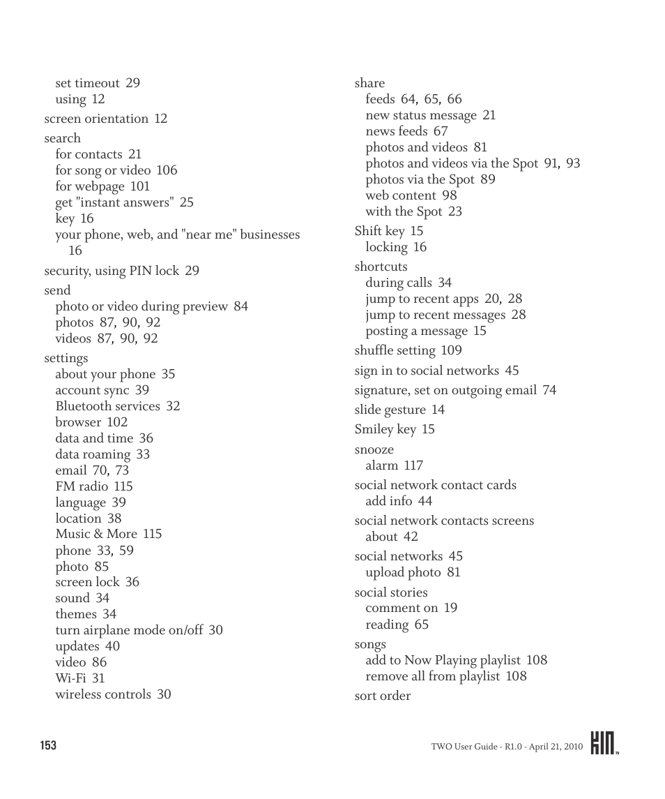 Sharp KIN Two OMPB20ZU User Manual | Page 153 / 156