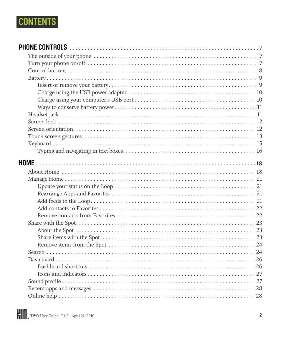 Sharp KIN Two OMPB20ZU User Manual | Page 2 / 156