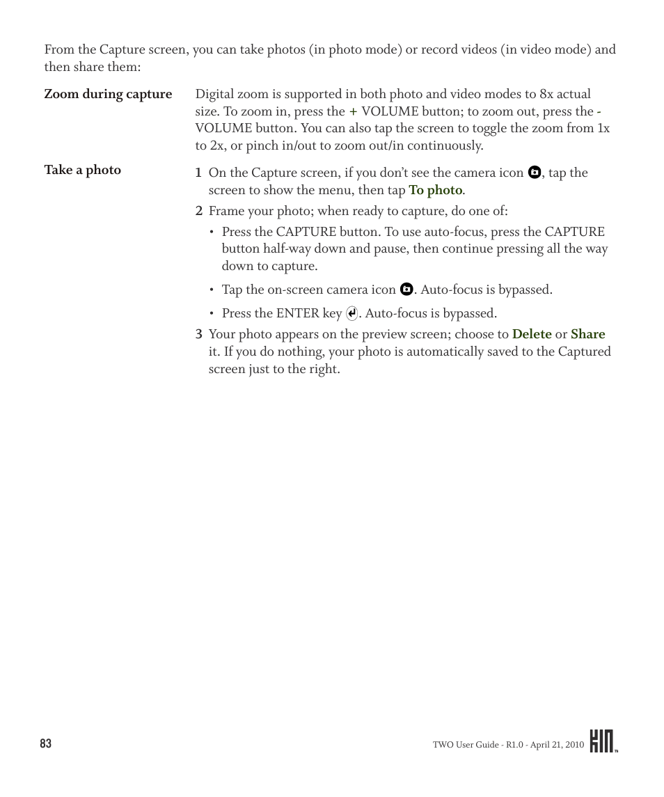 Sharp KIN Two OMPB20ZU User Manual | Page 83 / 156