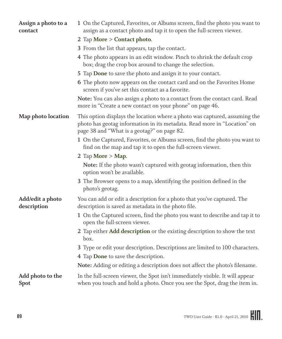 Sharp KIN Two OMPB20ZU User Manual | Page 89 / 156