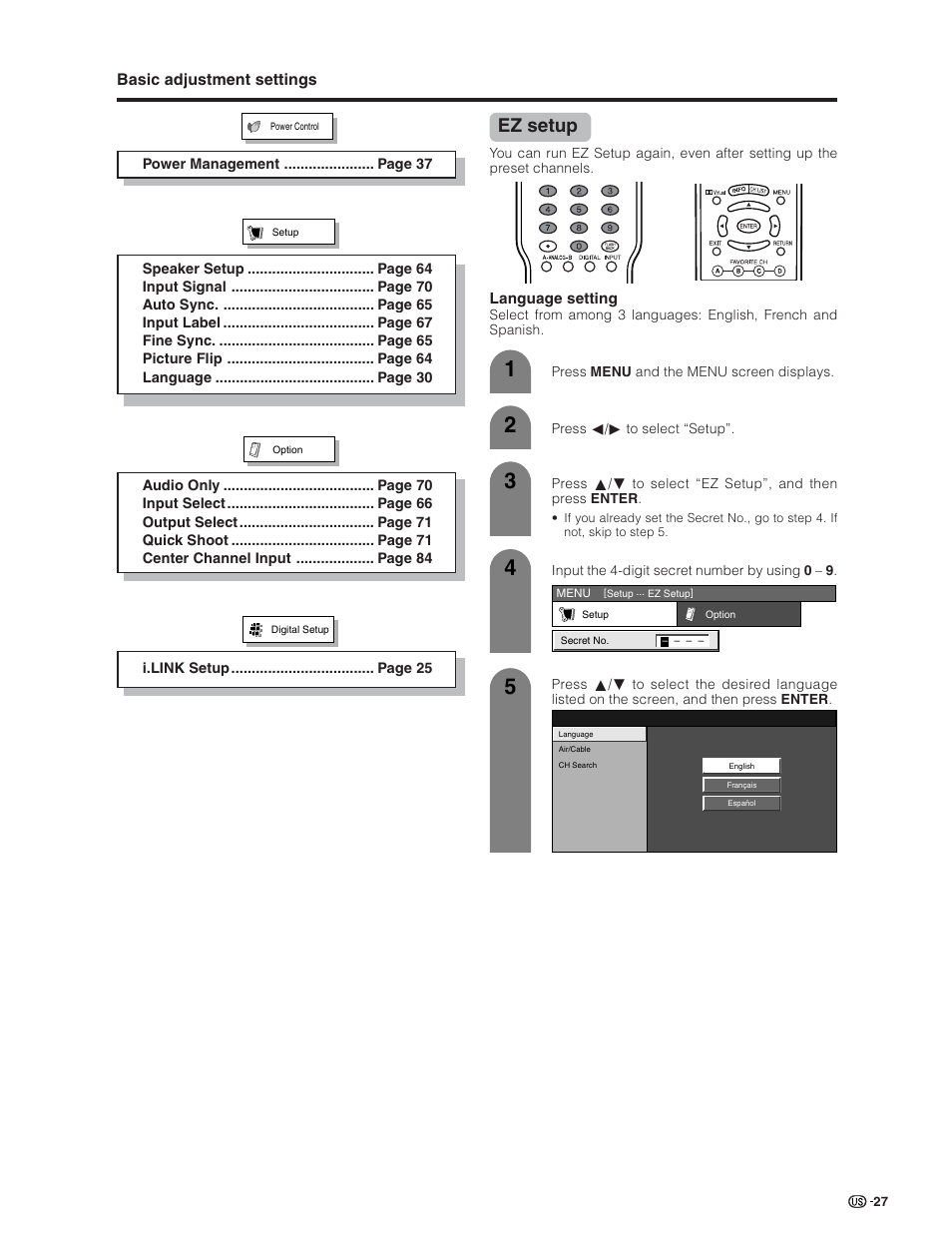 Ez setup | Sharp Aquos LC 26GD4U User Manual | Page 28 / 103