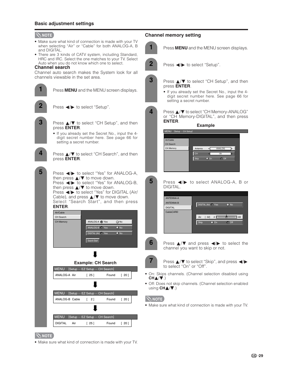 Basic adjustment settings, Channel search | Sharp Aquos LC 26GD4U User Manual | Page 30 / 103