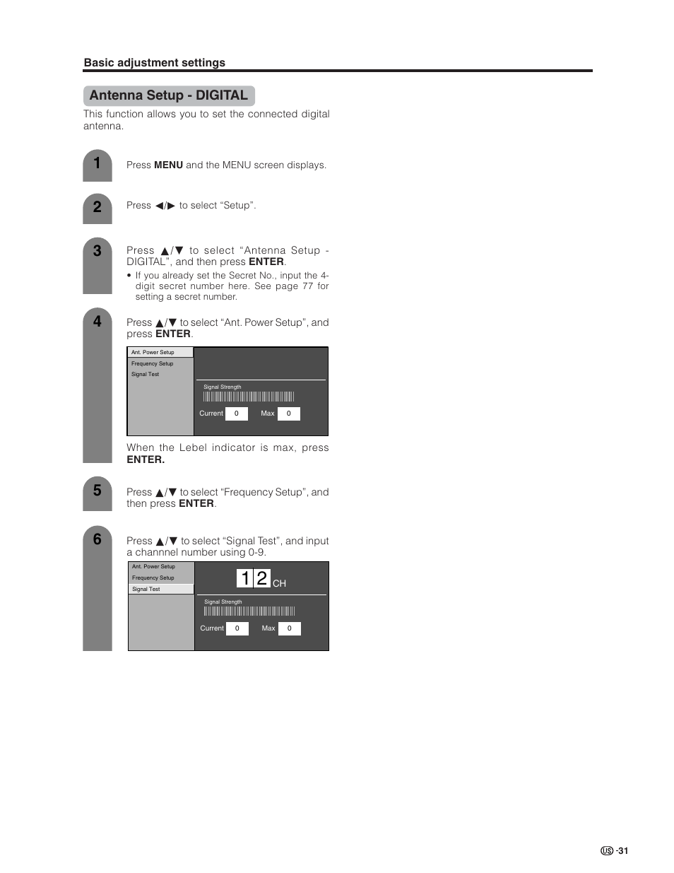 Antenna setup - digital | Sharp Aquos LC 26GD4U User Manual | Page 32 / 103