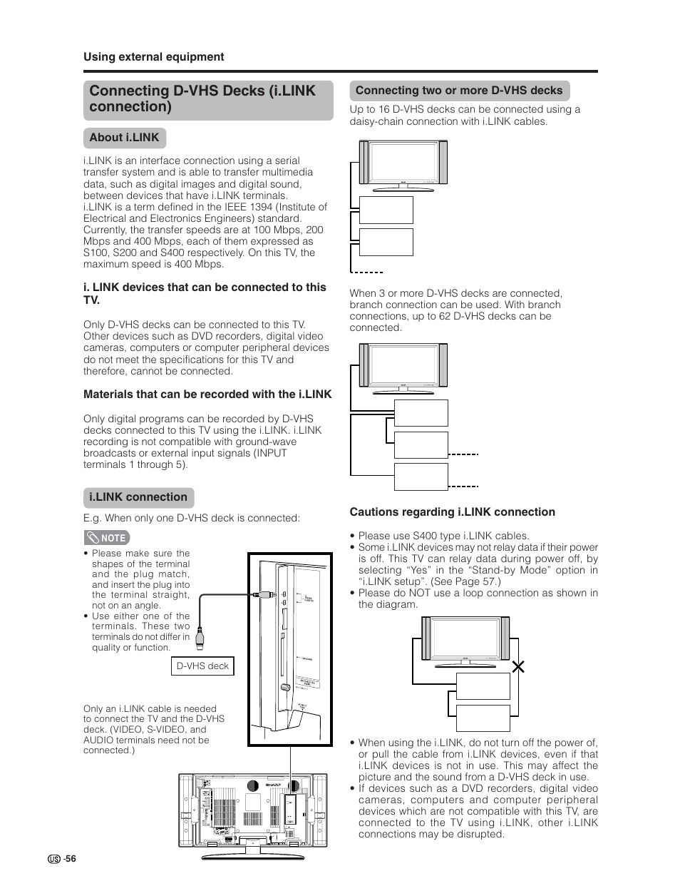 Connecting d-vhs decks (i.link connection) | Sharp Aquos LC 26GD4U User Manual | Page 57 / 103