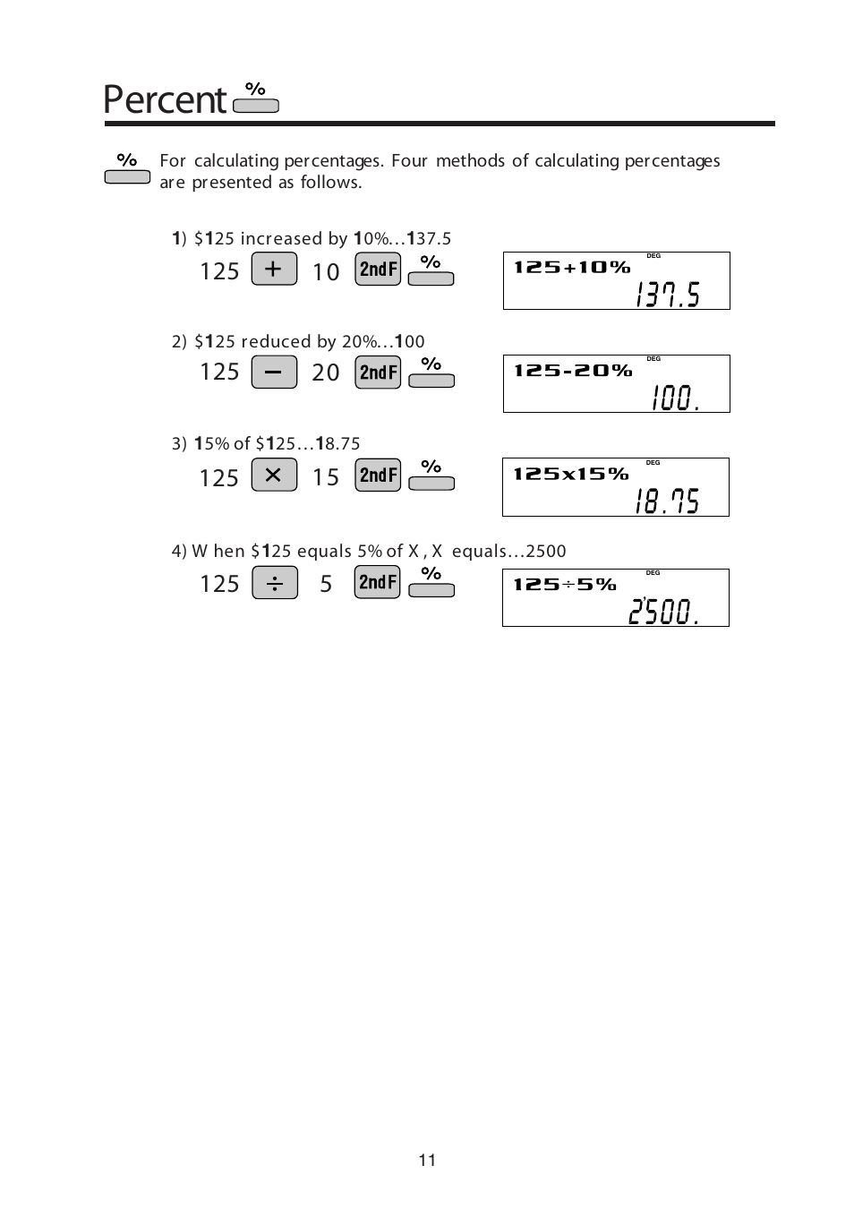 Percent | Sharp W Series User Manual | Page 12 / 33