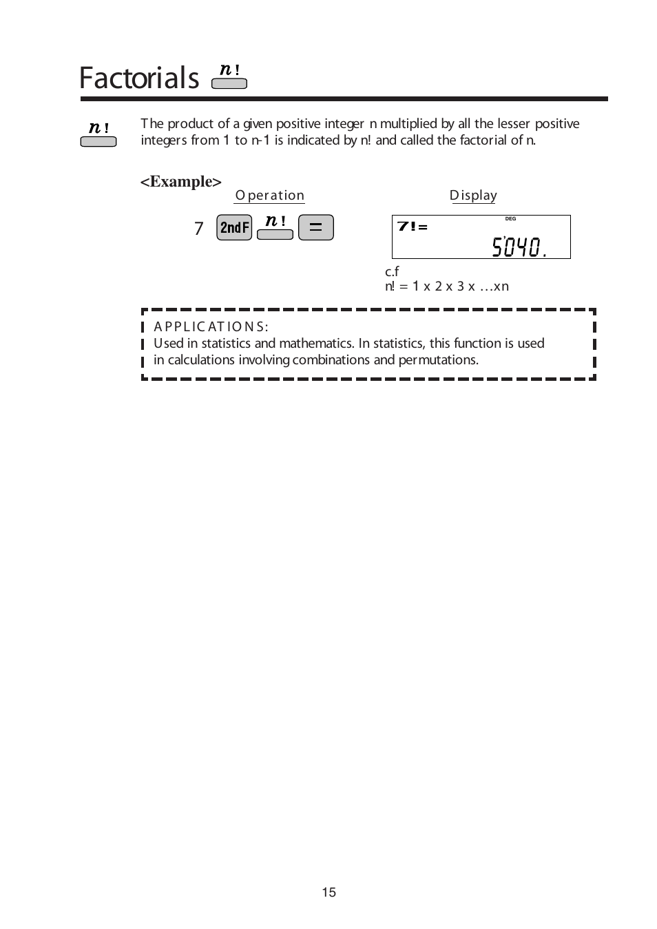 Factorials | Sharp W Series User Manual | Page 16 / 33