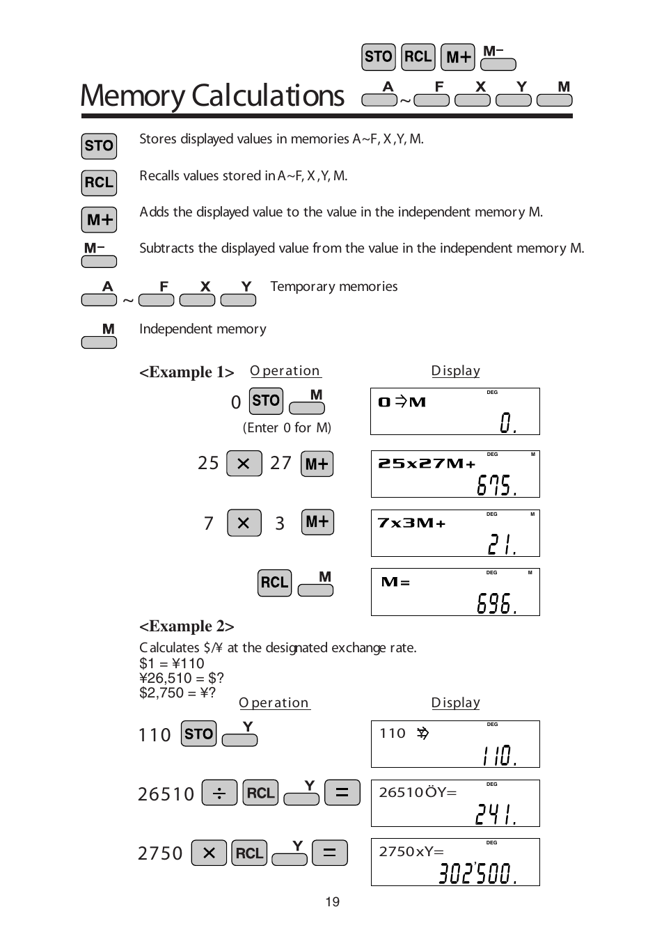 Example 1, Example 2 | Sharp W Series User Manual | Page 20 / 33