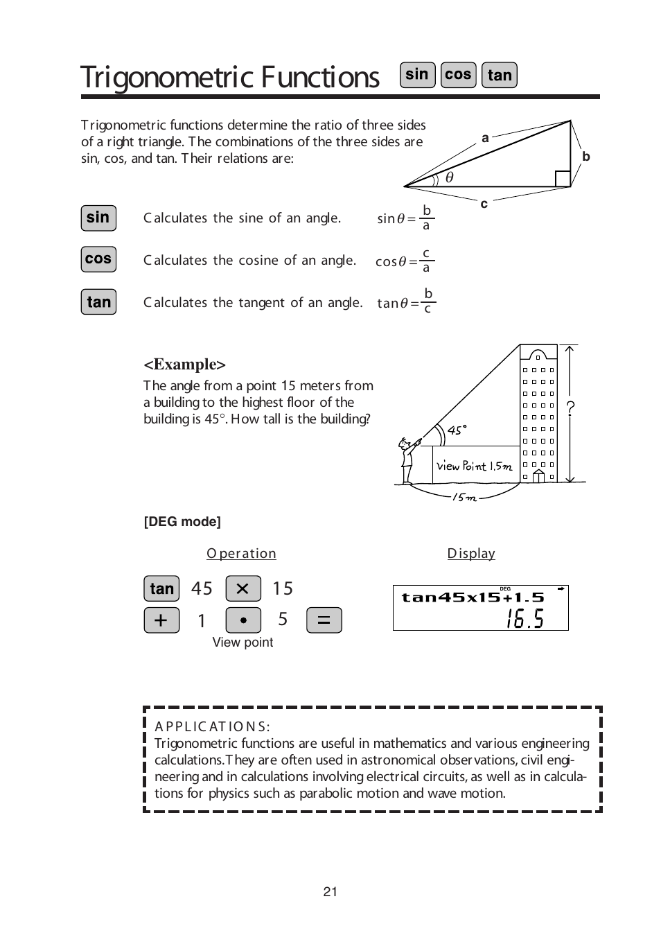 Trigonometric functions | Sharp W Series User Manual | Page 22 / 33