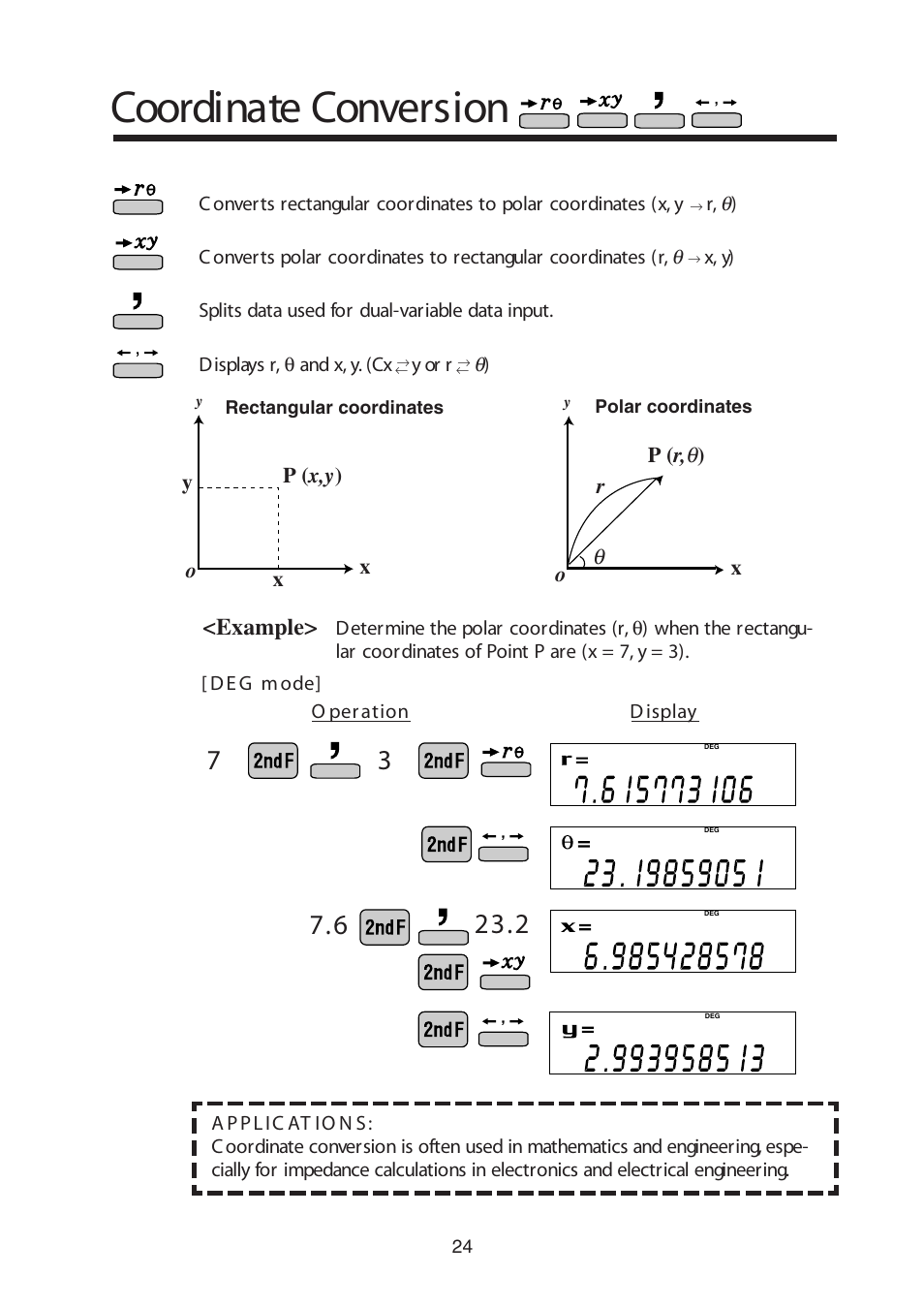 Coordinate conversion, Example | Sharp W Series User Manual | Page 25 / 33