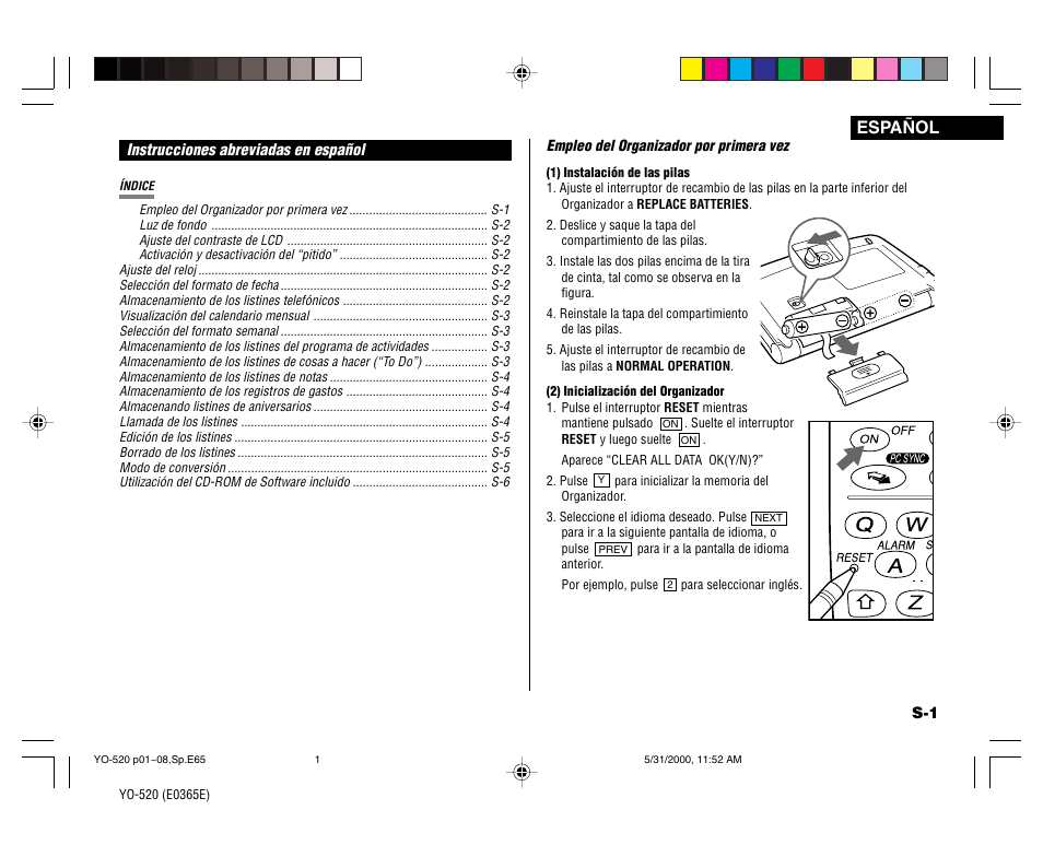 Español | Sharp YO-520 User Manual | Page 31 / 40