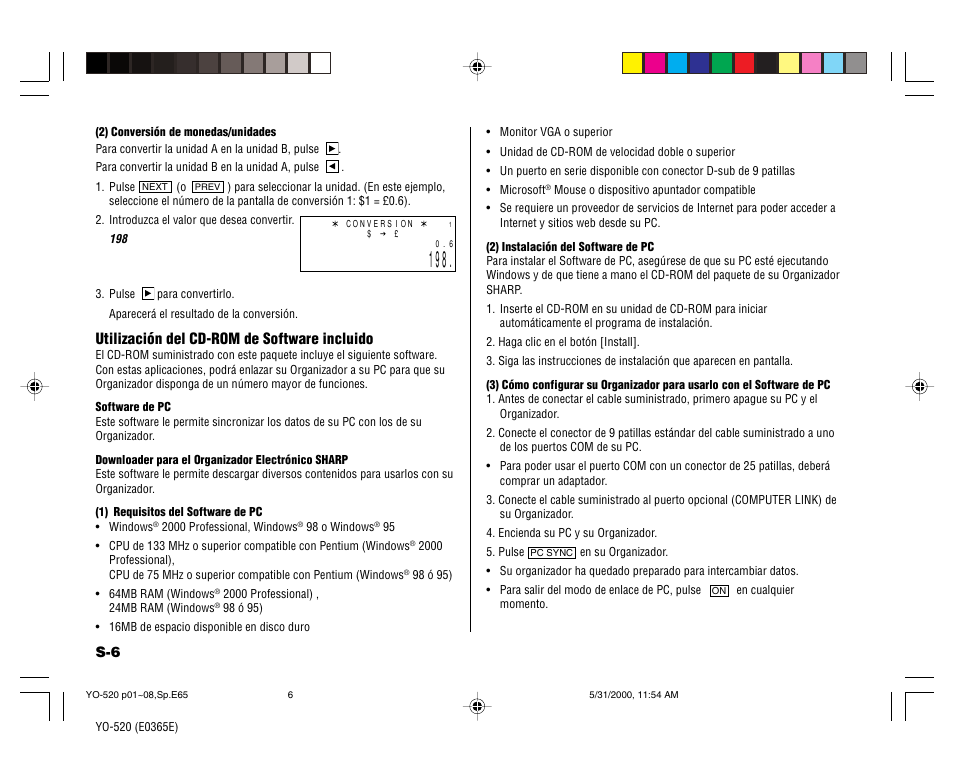 Utilización del cd-rom de software incluido | Sharp YO-520 User Manual | Page 36 / 40