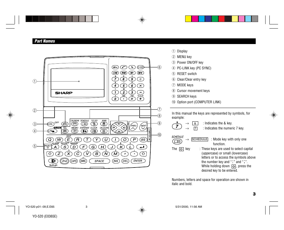 Sharp YO-520 User Manual | Page 5 / 40