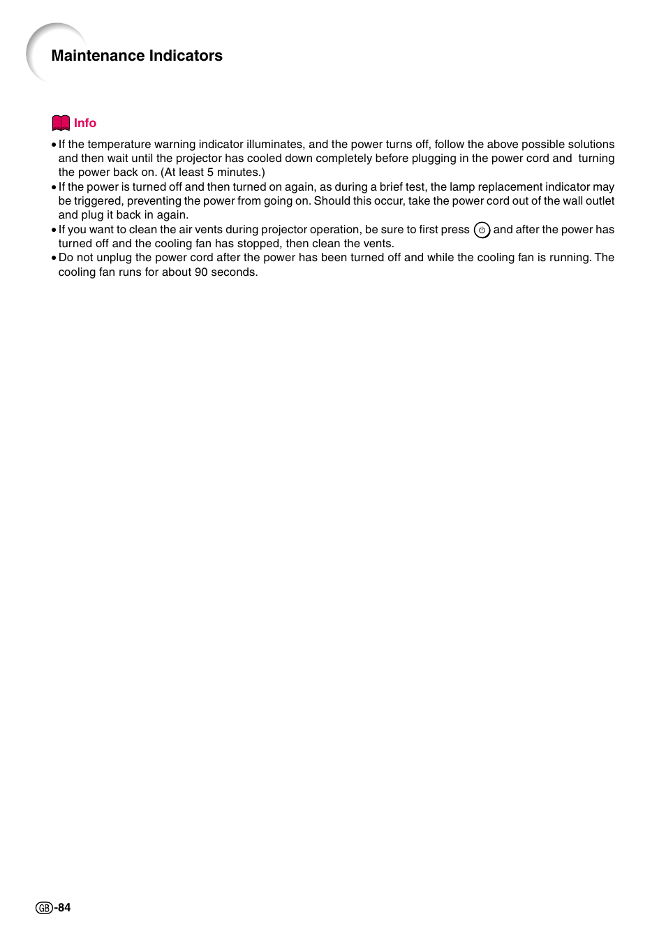 Maintenance indicators | Sharp Notevision PG-C45X User Manual | Page 88 / 106