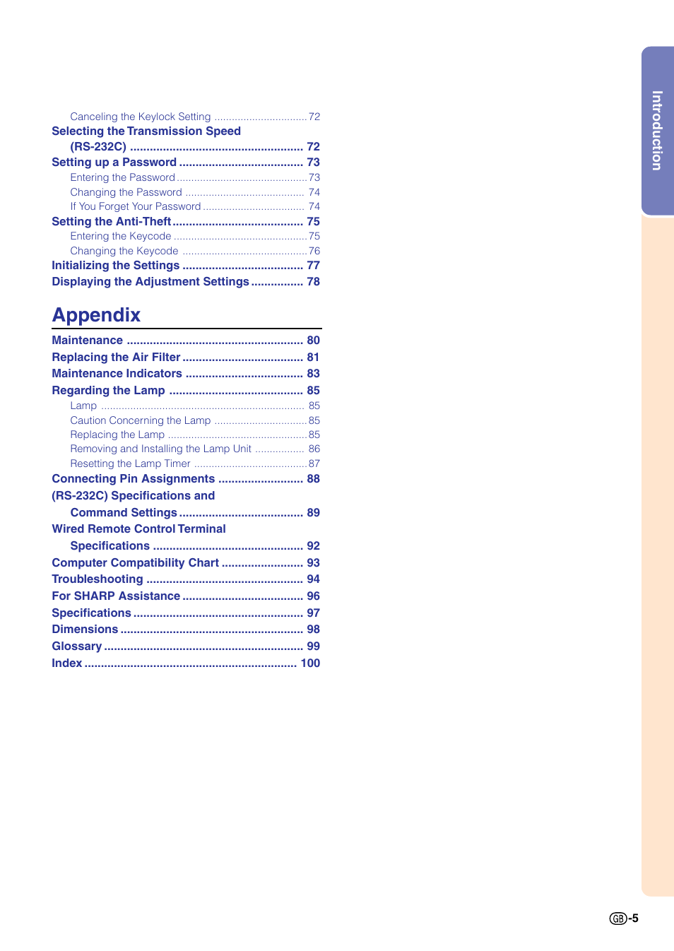 Appendix | Sharp Notevision PG-C45X User Manual | Page 9 / 106