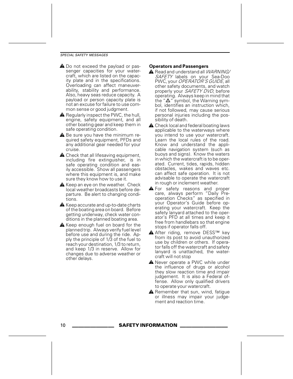 Operators and passengers | Ski-Doo WAKE Series User Manual | Page 12 / 148