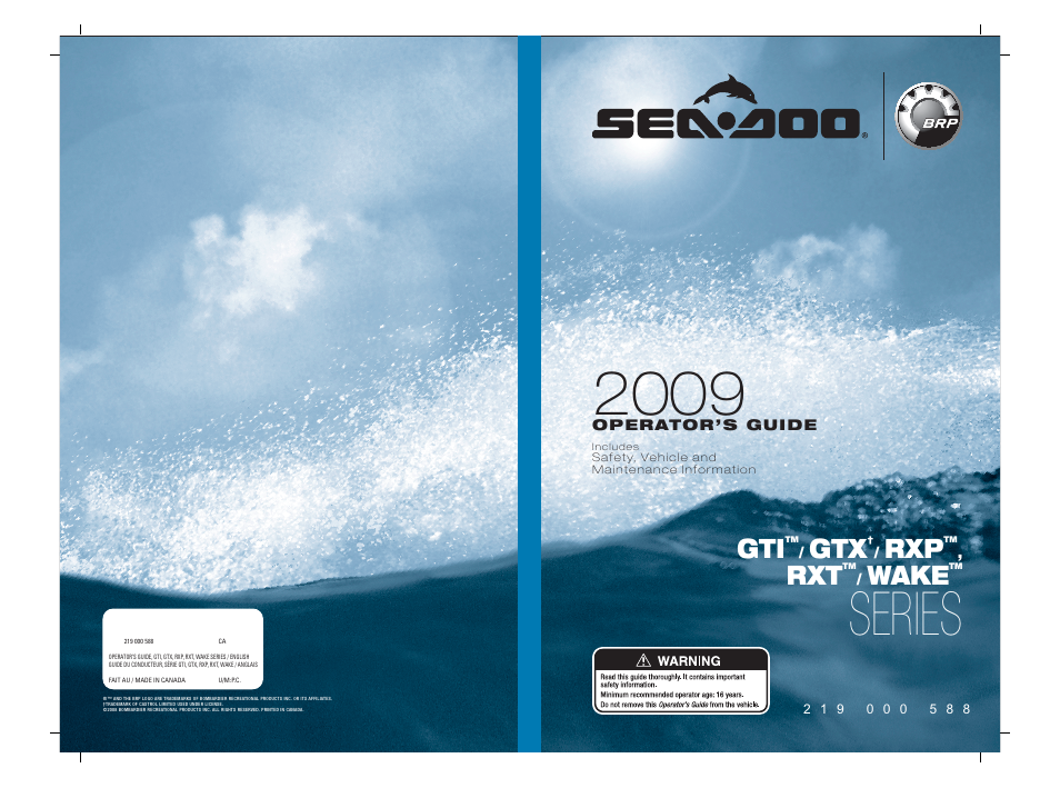 Series, Wake | Ski-Doo WAKE Series User Manual | Page 148 / 148