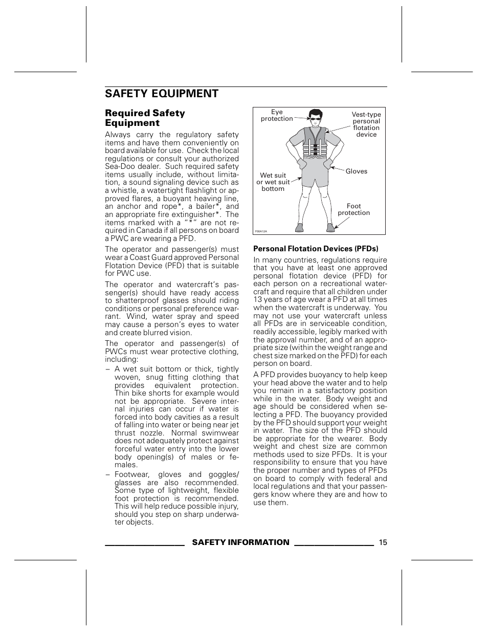 Safety equipment, Required safety equipment, Personal flotation devices (pfds) | Ski-Doo WAKE Series User Manual | Page 17 / 148