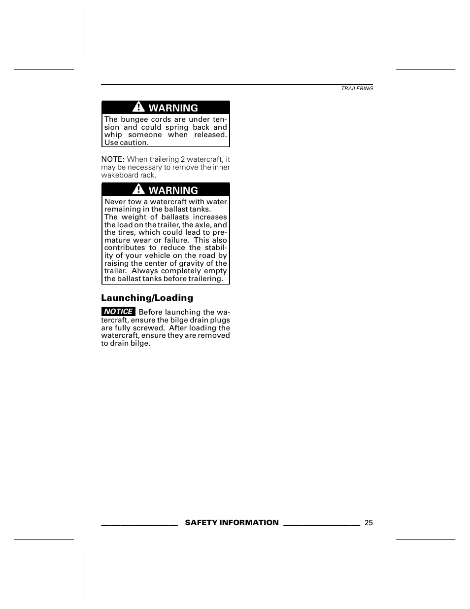 Launching/loading | Ski-Doo WAKE Series User Manual | Page 27 / 148