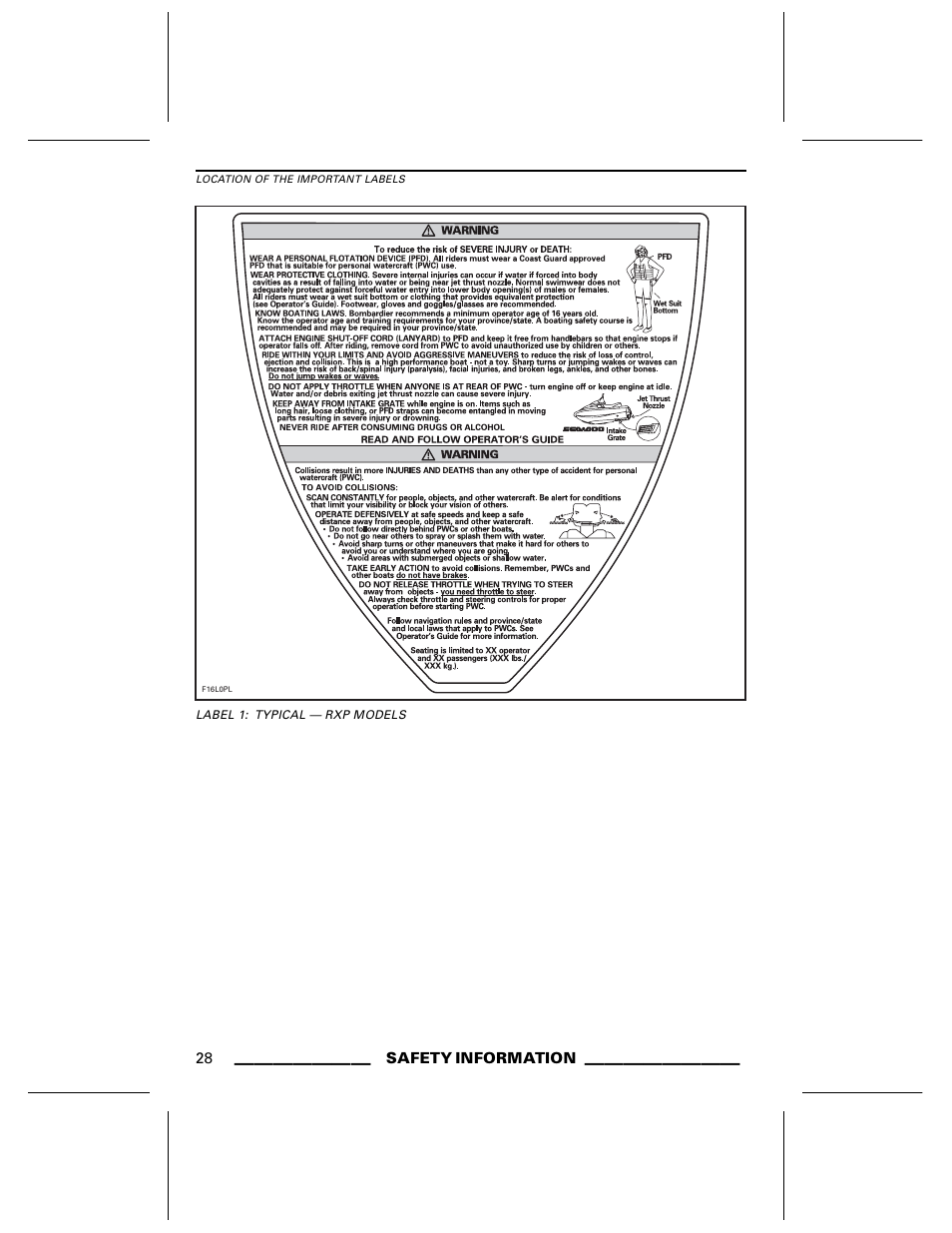 Label 1: typical — rxp models | Ski-Doo WAKE Series User Manual | Page 30 / 148