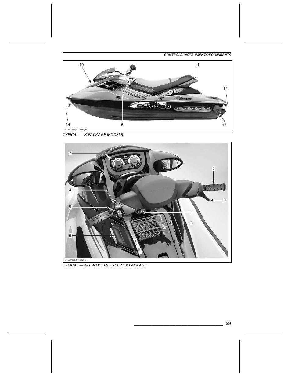 Typical — x package models, Typical — all models except x package | Ski-Doo WAKE Series User Manual | Page 41 / 148