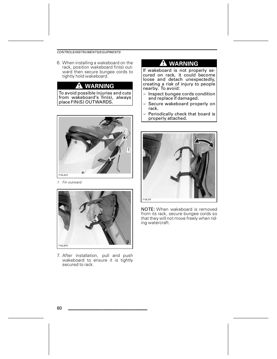 Warning | Ski-Doo WAKE Series User Manual | Page 62 / 148