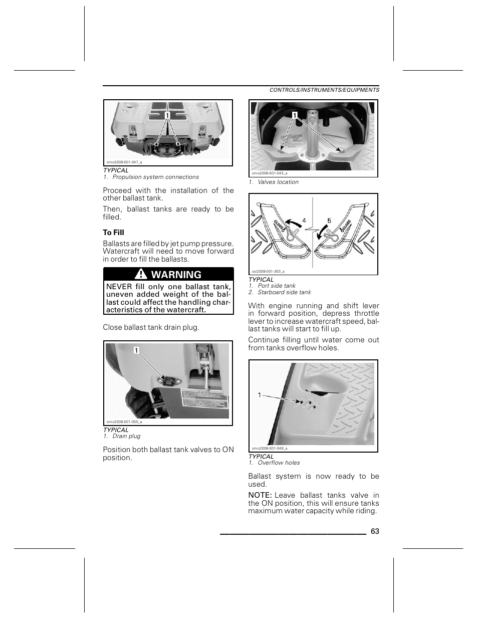 Typical, To fill, Warning | Ski-Doo WAKE Series User Manual | Page 65 / 148