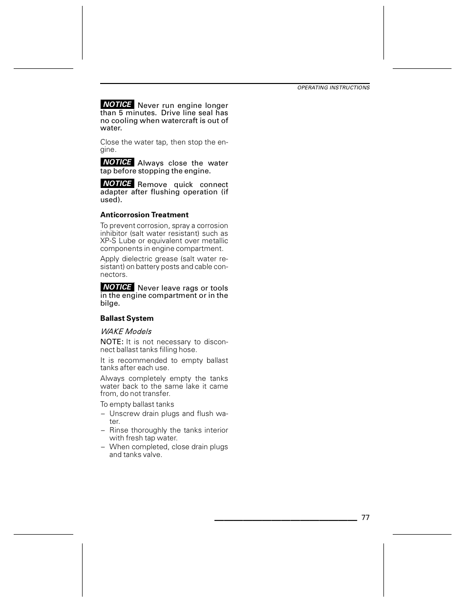 Anticorrosion treatment, Ballast system | Ski-Doo WAKE Series User Manual | Page 79 / 148
