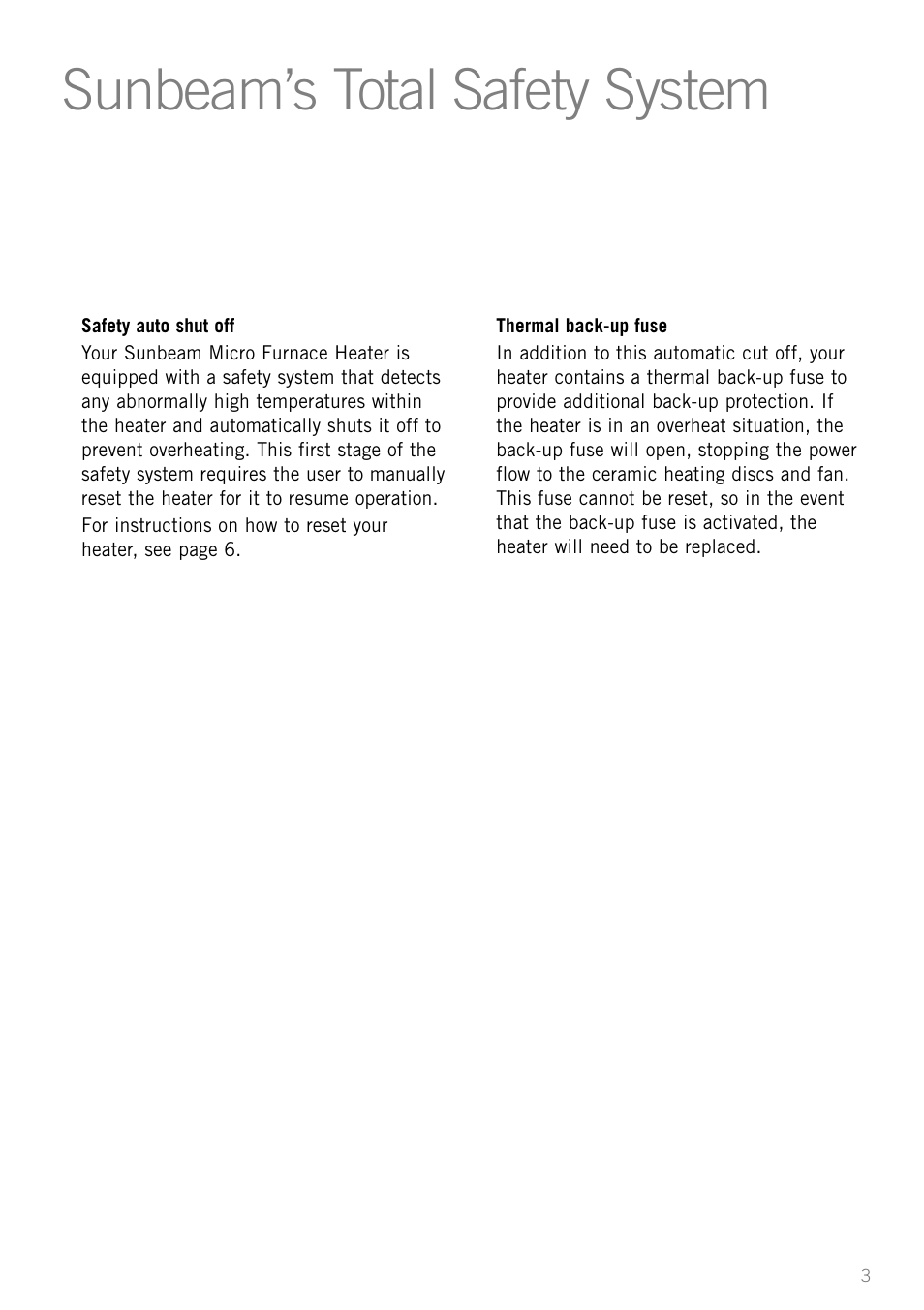 Sunbeam’s total safety system | Sunbeam Bedding MF2000 User Manual | Page 5 / 12