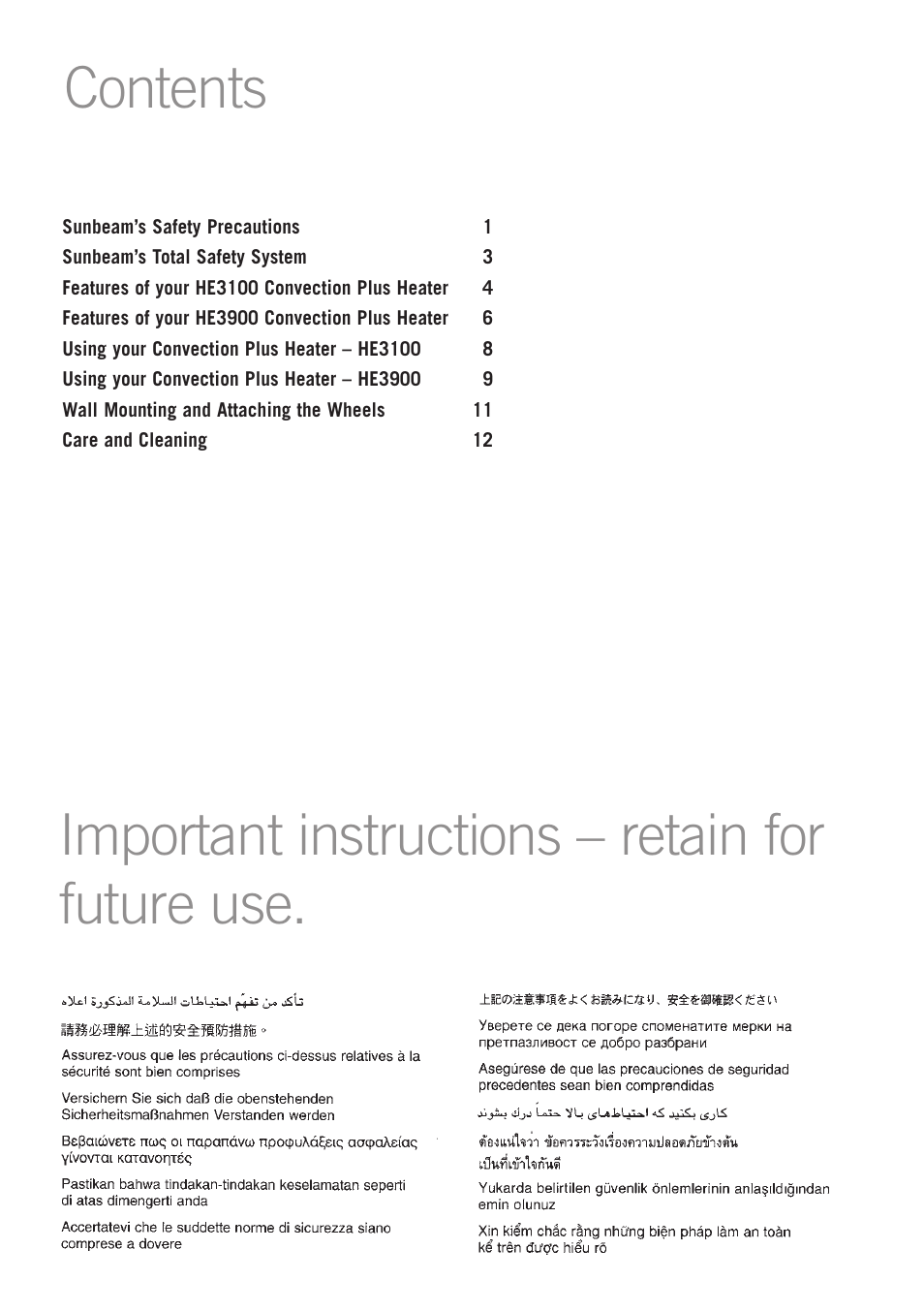 Sunbeam Bedding HE3100 User Manual | Page 2 / 16