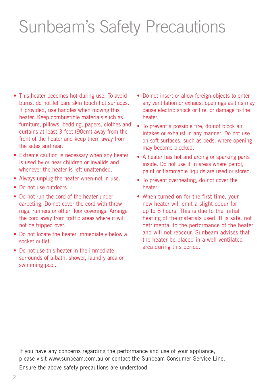 Sunbeam’s safety precautions | Sunbeam Bedding HE3100 User Manual | Page 4 / 16