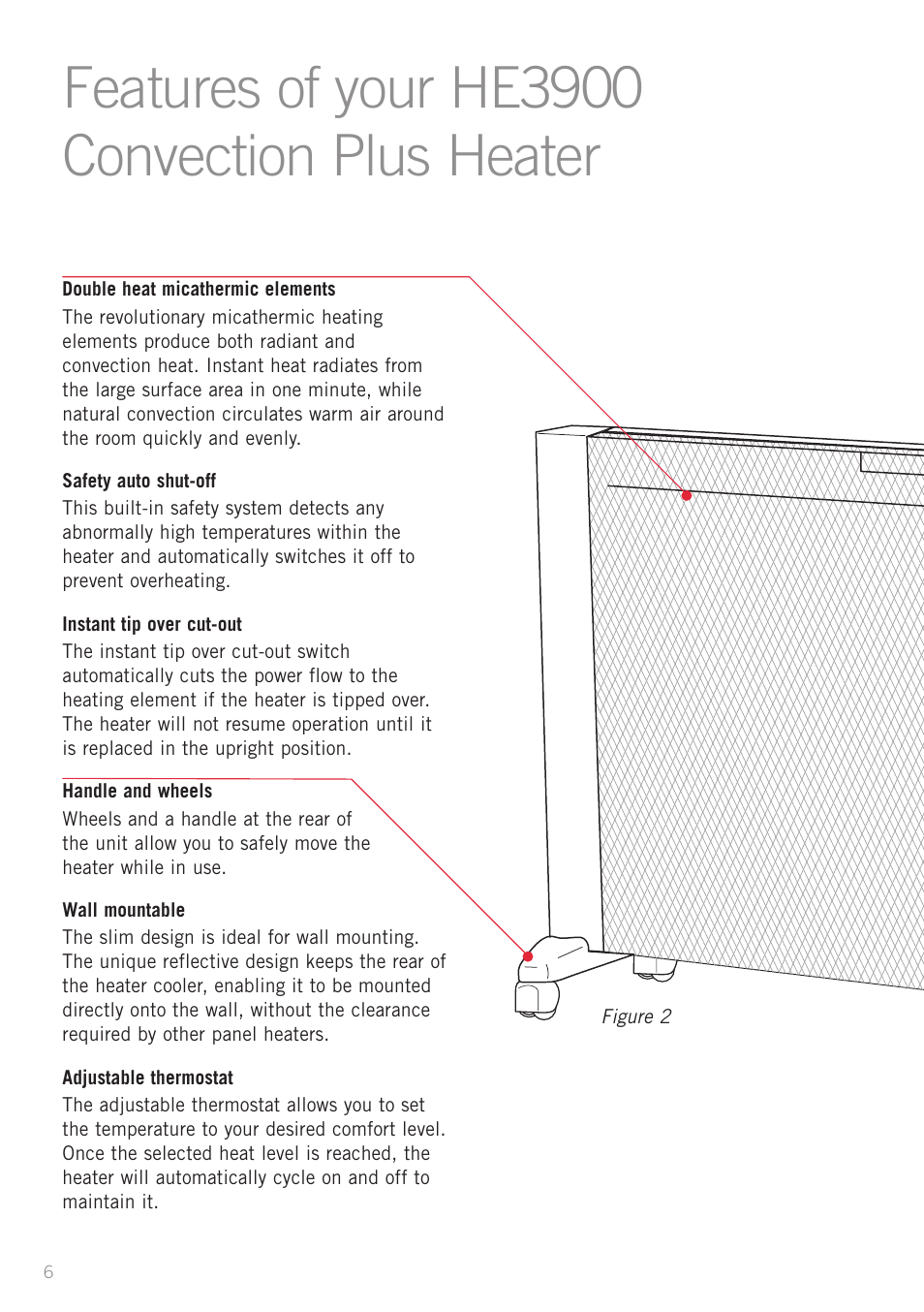 Features of your he3900 convection plus heater | Sunbeam Bedding HE3100 User Manual | Page 8 / 16